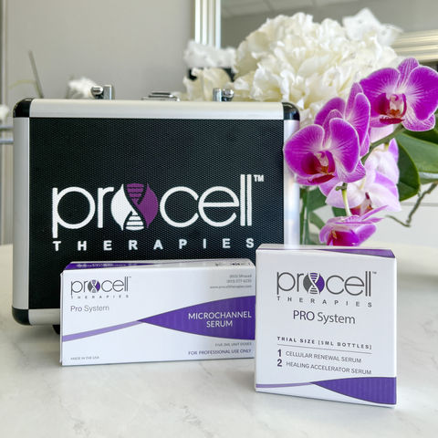 Image of Procell microchanneling device by purple orchids.