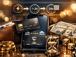 Illustration de dépôts, retraits et délais pour l'article guide 2026 sur les méthodes de paiement casino.