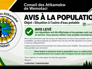 Avis levé sur la restriction en eau potable