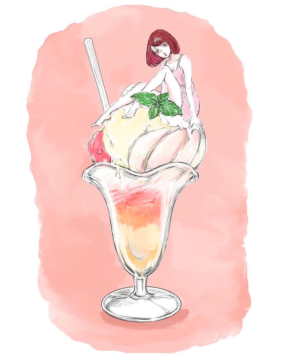 桃のパフェ
