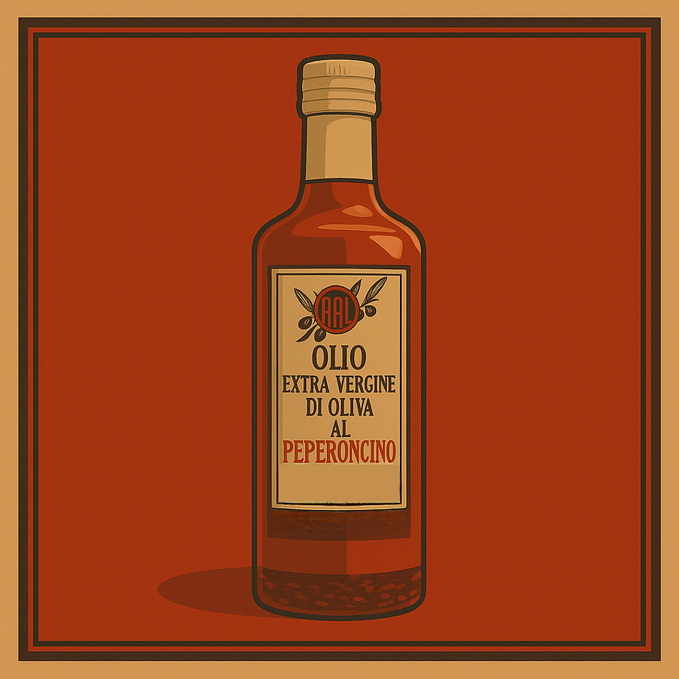 Illustrazione olio evo al peperoncino