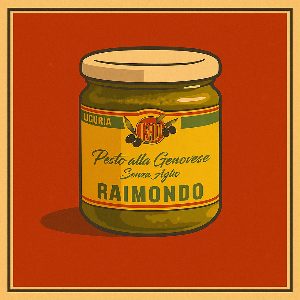 illustrazione retrò Pesto alla Genovese senza aglio