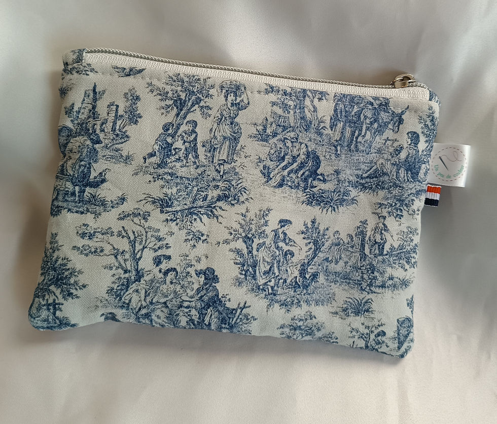Miniature : Pochette plate toile de jouy