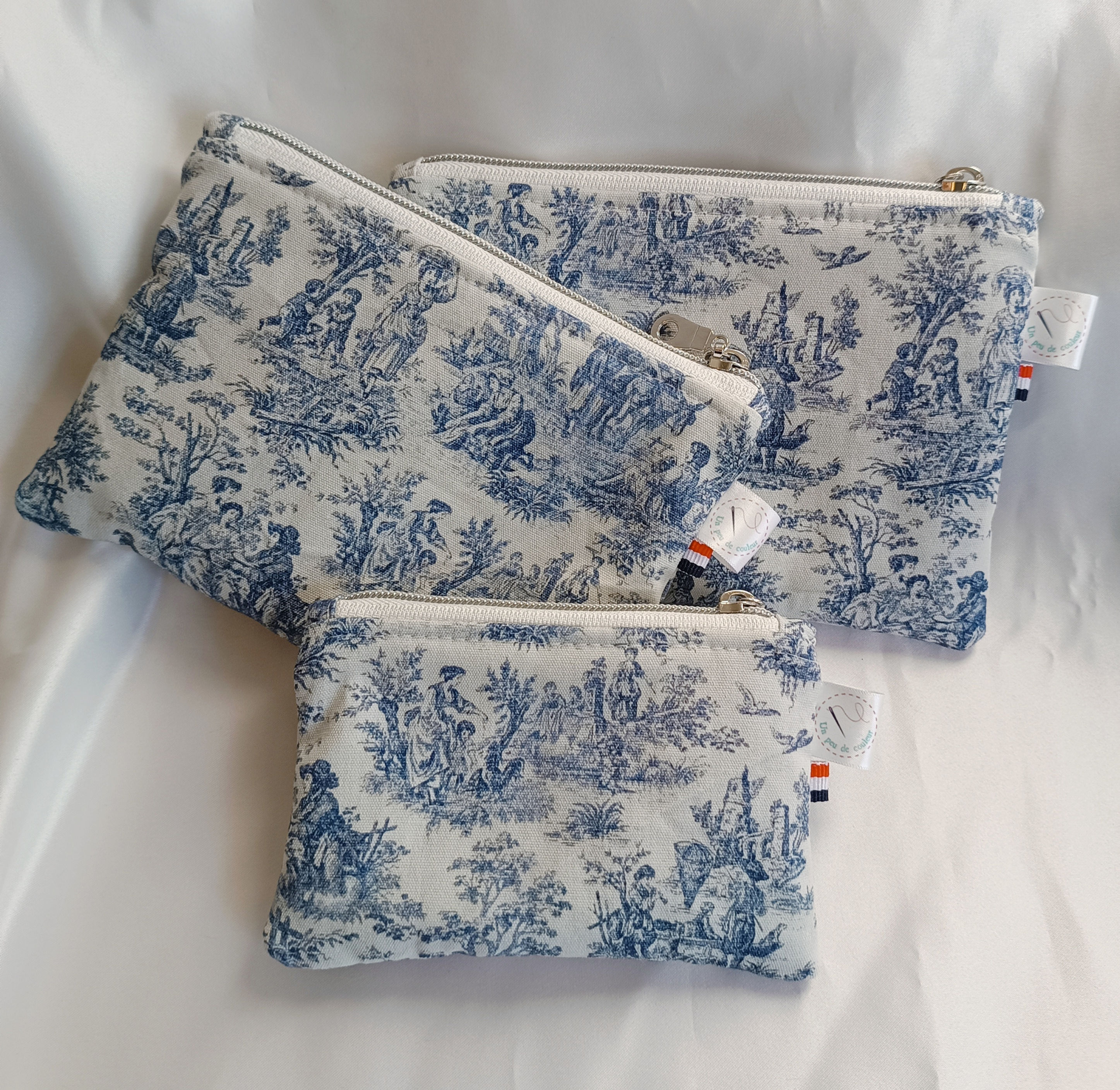 Pochette plate toile de jouy
