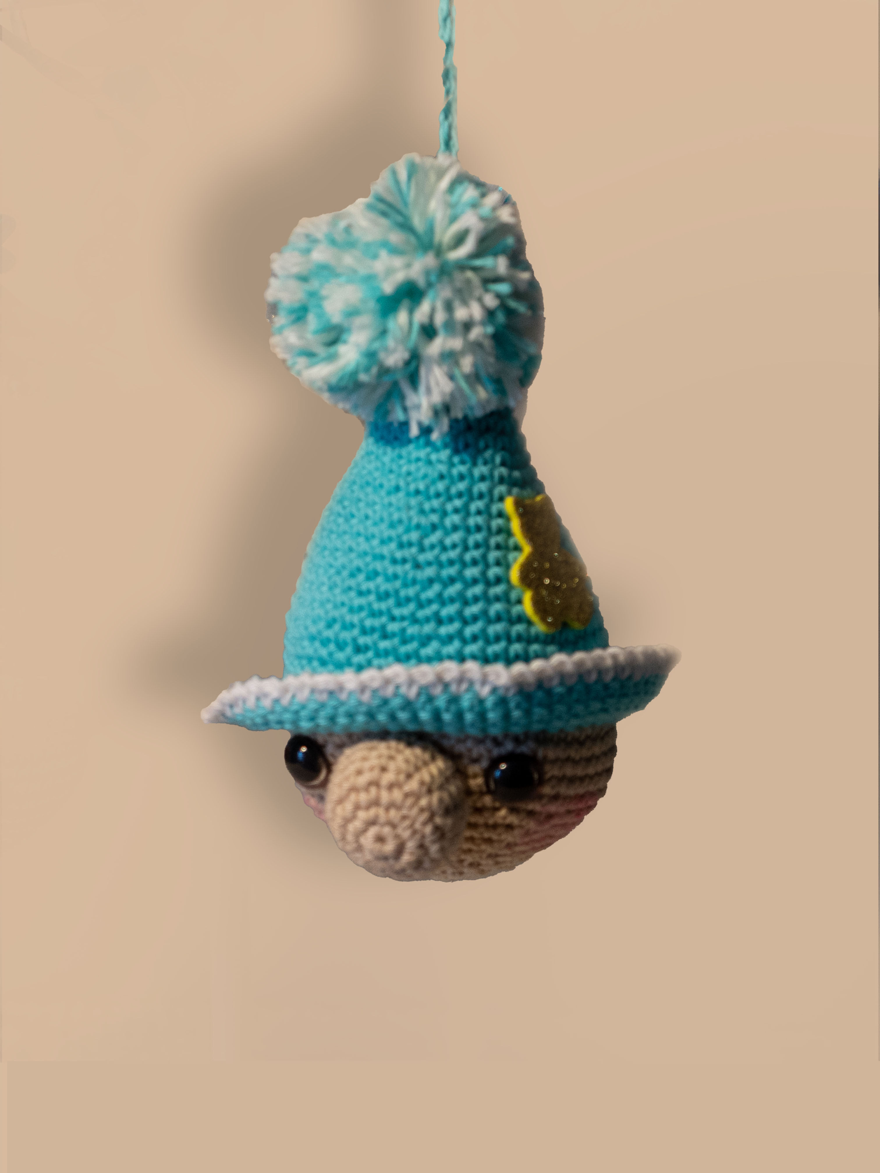 Crochet Cuddly Friends – Light Blue Dwarf as Christmas baubles