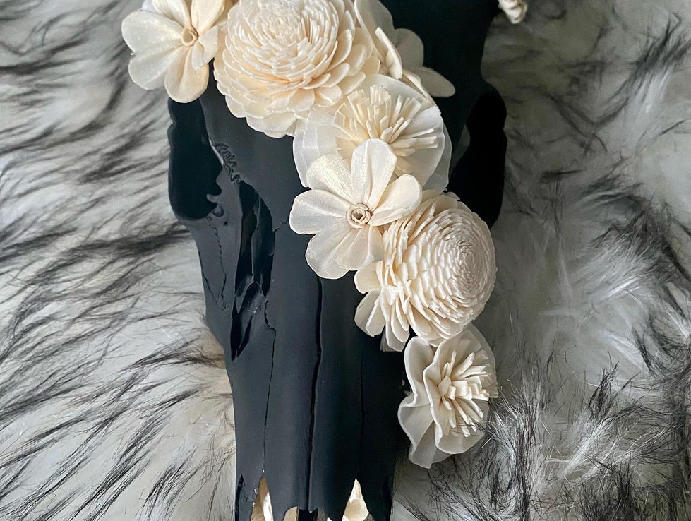 Wood Sola flowers on matte black