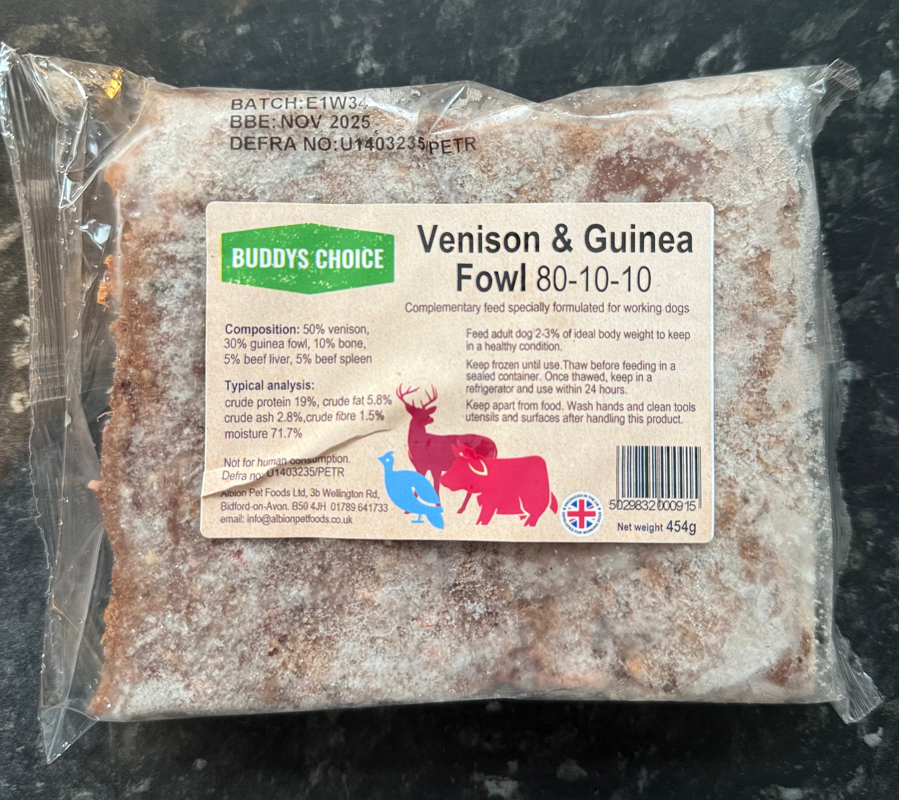 Albion Venison & Guinea Fowl  80-10-10 (454g)