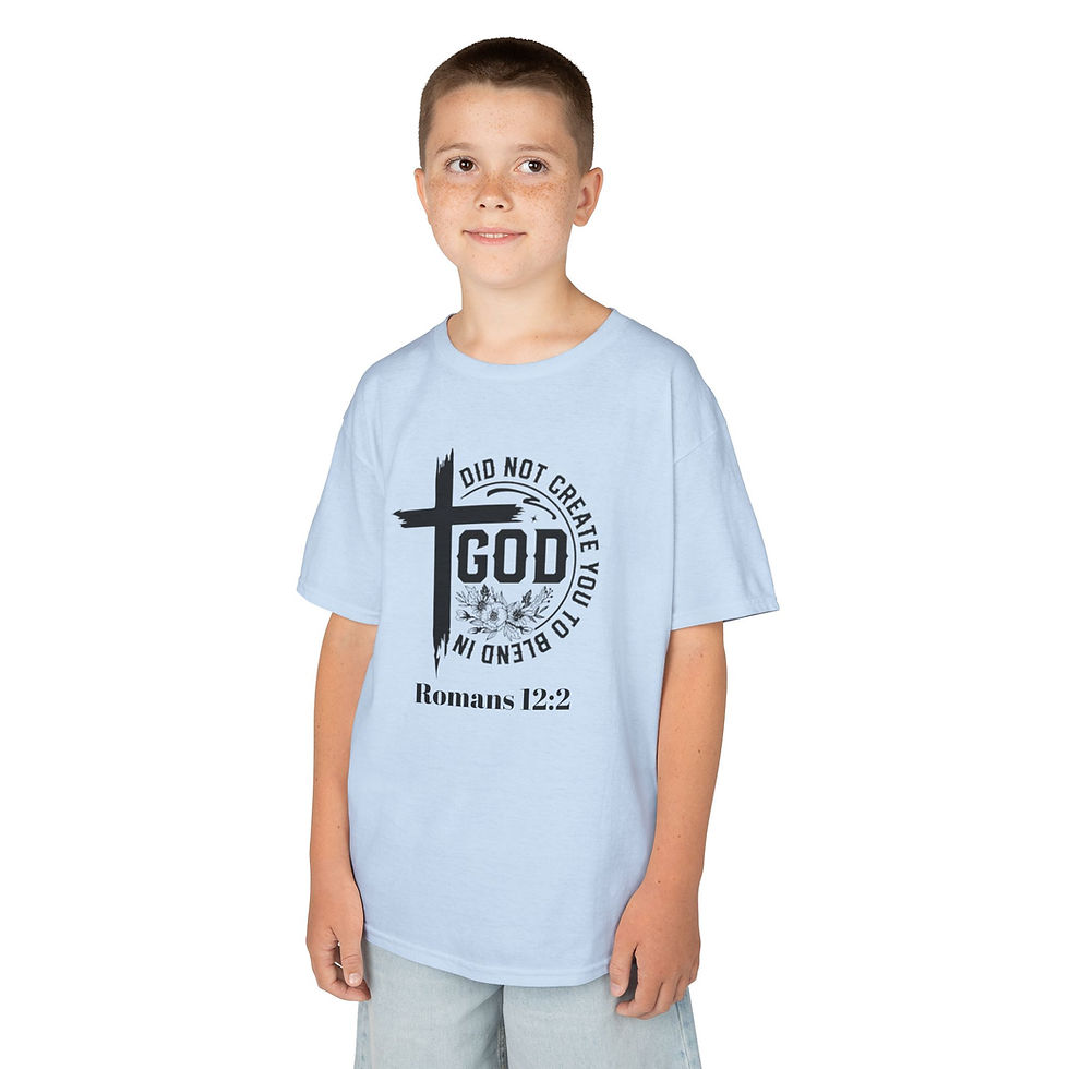 Thumbnail: Romans 12:2 Never blend In Kids Heavy Cotton™ Tee