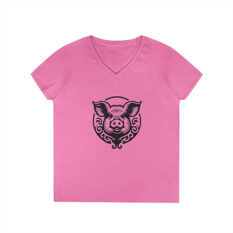 Thumbnail: Pig Ladies' V-Neck T-Shirt