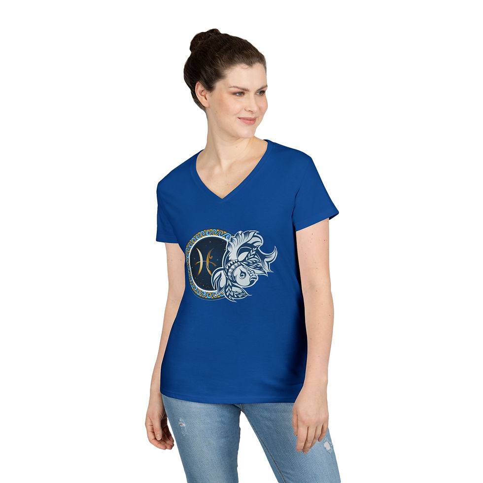 Thumbnail: Pisces Zodiac Ladies' V-Neck T-Shirt