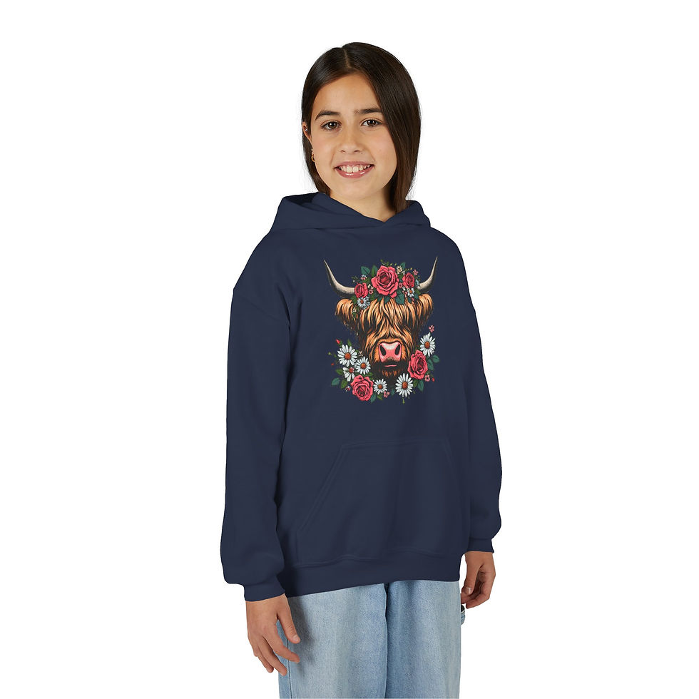 Thumbnail: Highland Cowgirl Youth Heavy Blend Hooded Sweatshirt