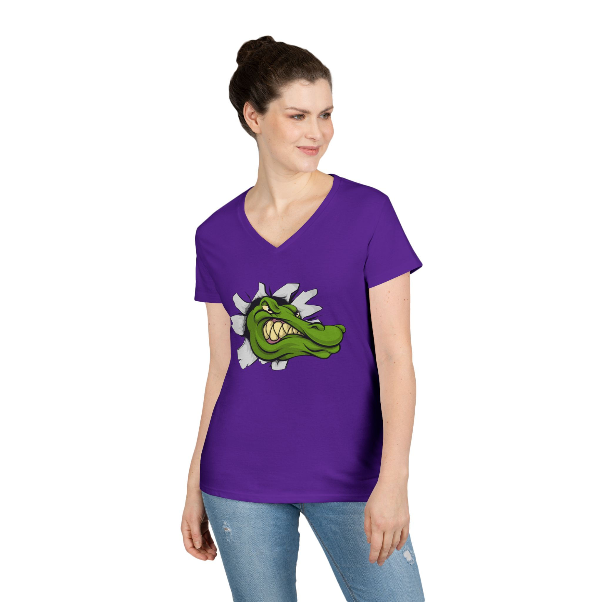 Alligator Colorful Ladies' V-Neck T-Shirt