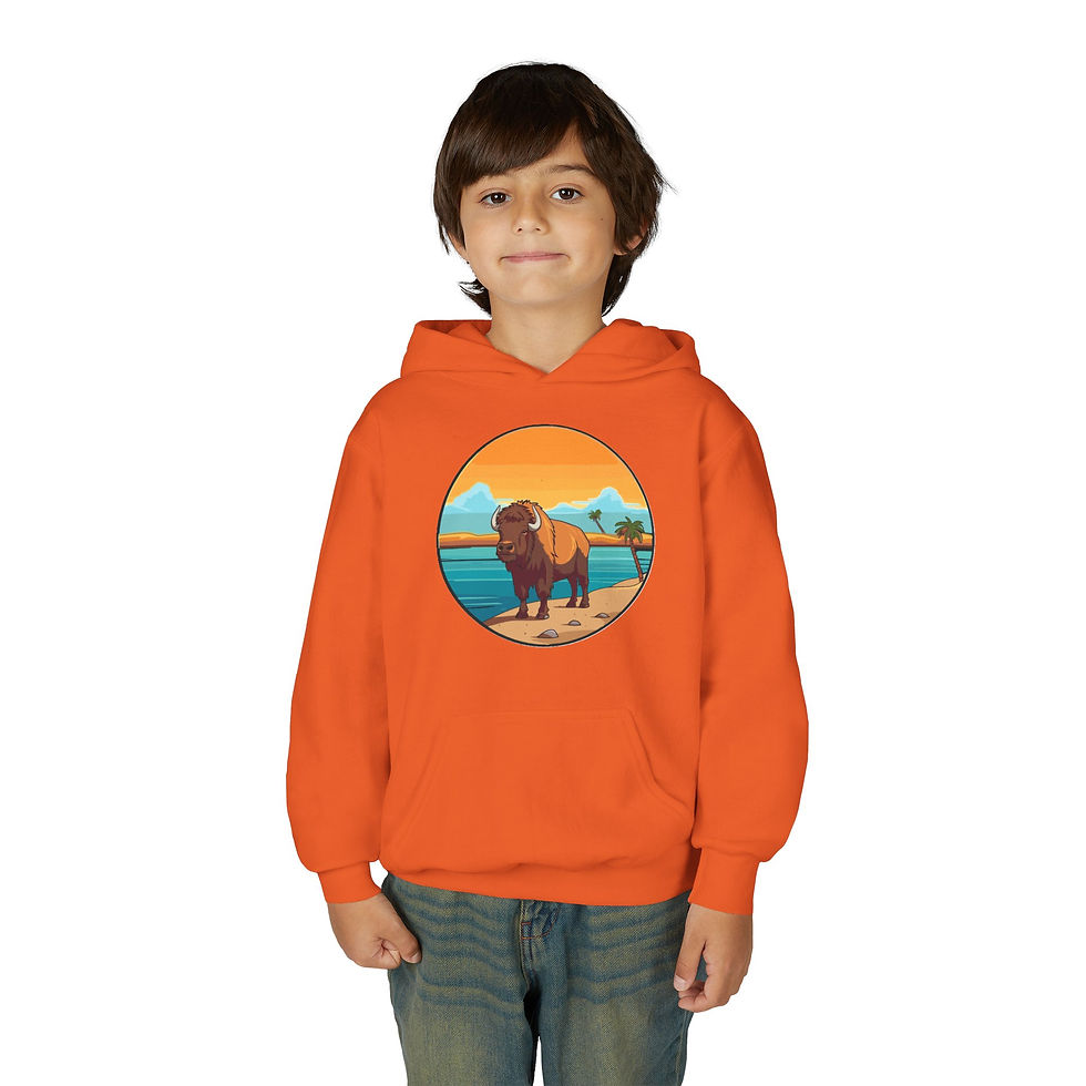 Thumbnail: Bison Colorful Youth Heavy Blend Hooded Sweatshirt