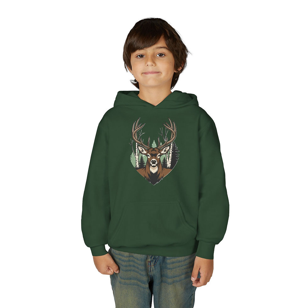 Thumbnail: Deer Colorful Youth Heavy Blend Hooded Sweatshirt