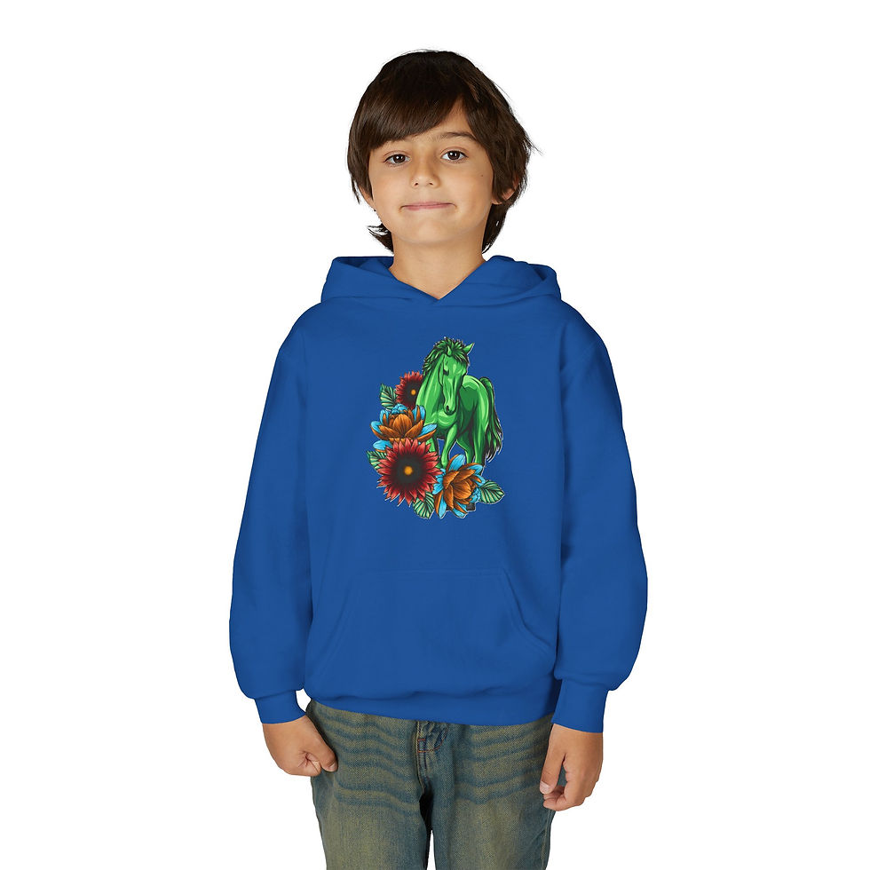 Thumbnail: Horse Colorful Youth Heavy Blend Hooded Sweatshirt