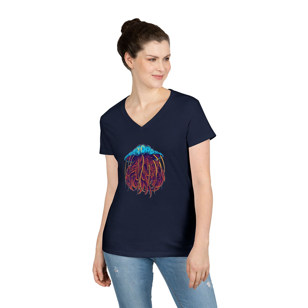 Thumbnail: Jellyfish Colorful Ladies' V-Neck T-Shirt