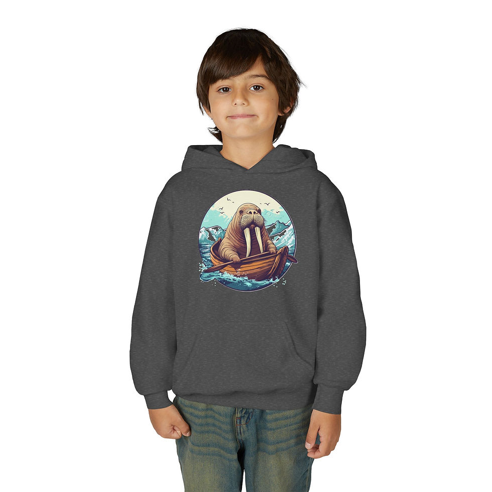 Thumbnail: Walrus Colorful Youth Heavy Blend Hooded Sweatshirt