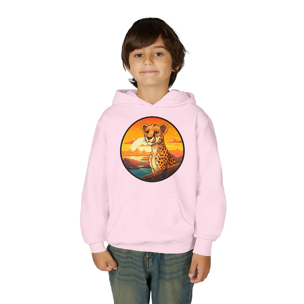 Thumbnail: Cheetah Colorful Youth Heavy Blend Hooded Sweatshirt