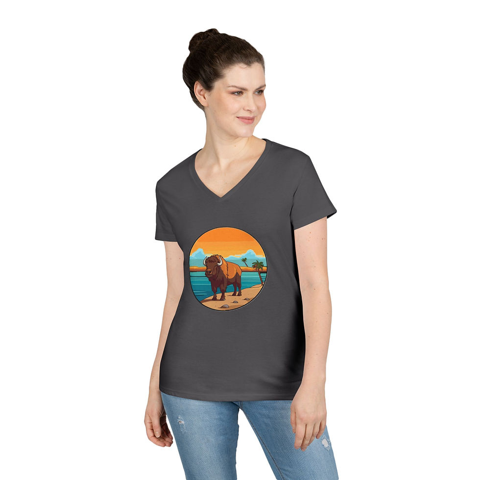 Thumbnail: Bison Colorful Ladies' V-Neck T-Shirt