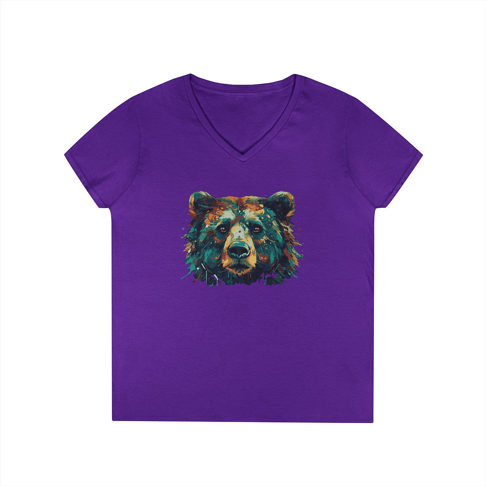 Thumbnail: Black Bear Colorful Ladies' V-Neck T-Shirt