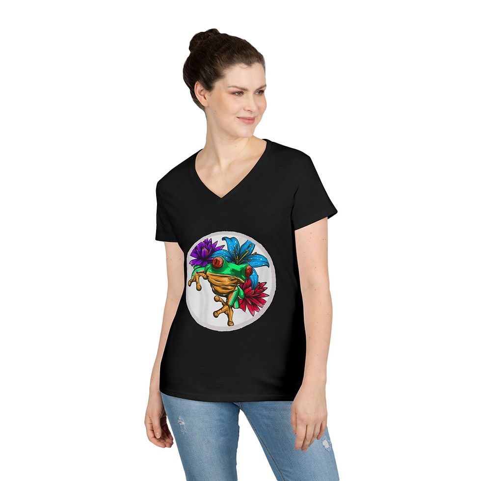 Thumbnail: Tree Frog colorful Ladies' V-Neck T-Shirt