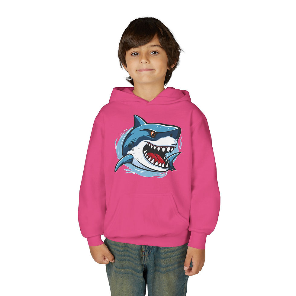 Thumbnail: Great White Shark Colorful Youth Heavy Blend Hooded Sweatshirt