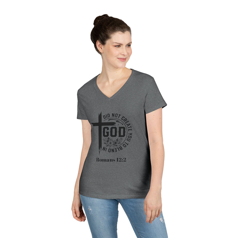 Thumbnail: Romans 12:2 Never Blend In Ladies' V-Neck T-Shirt
