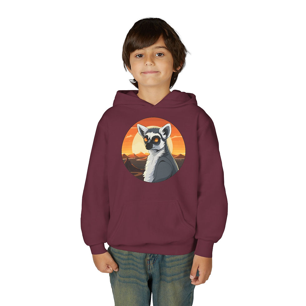 Thumbnail: Lemur Colorful Youth Heavy Blend Hooded Sweatshirt