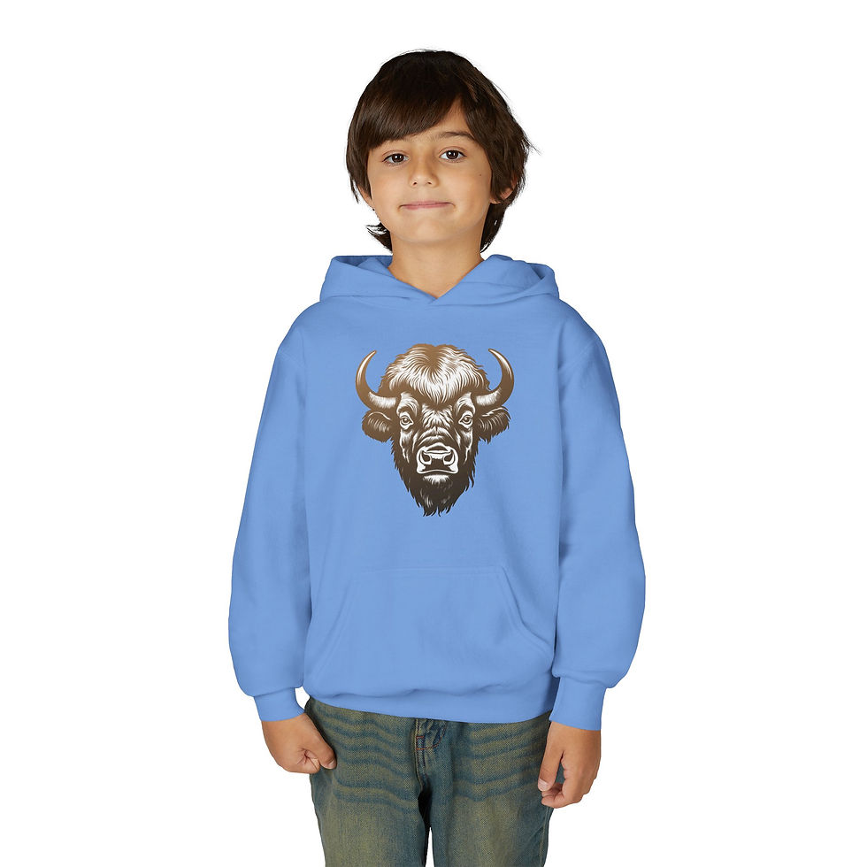 Thumbnail: Bison Youth Heavy Blend Hooded Sweatshirt