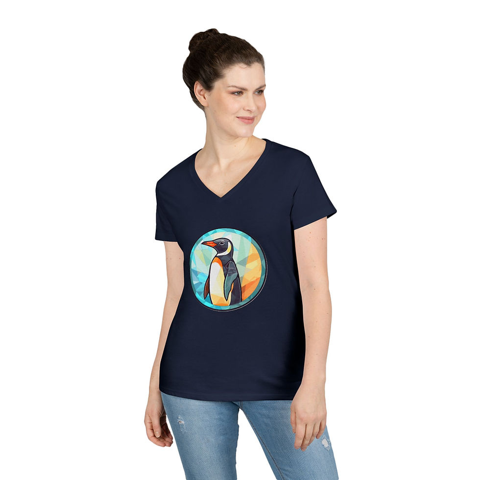 Thumbnail: Penguin Colorful Ladies' V-Neck T-Shirt