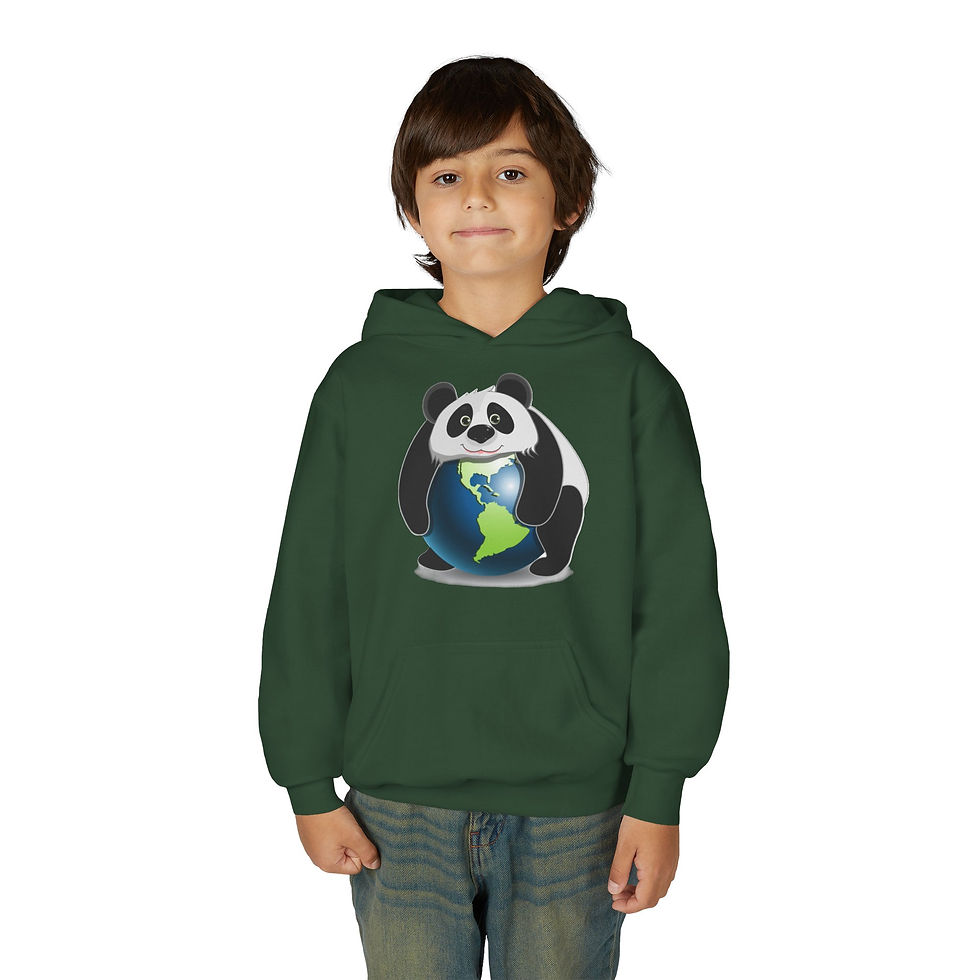 Thumbnail: Giant Panda Bear Colorful Youth Heavy Blend Hooded Sweatshirt