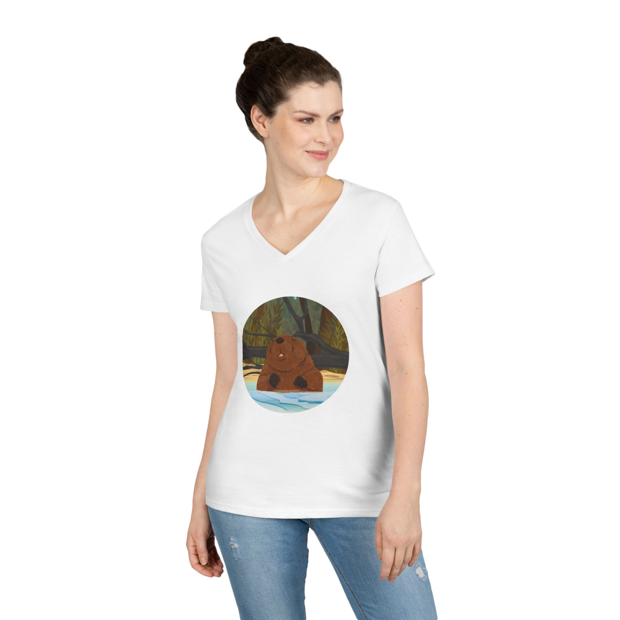 Beaver Colorful Ladies' V-Neck T-Shirt