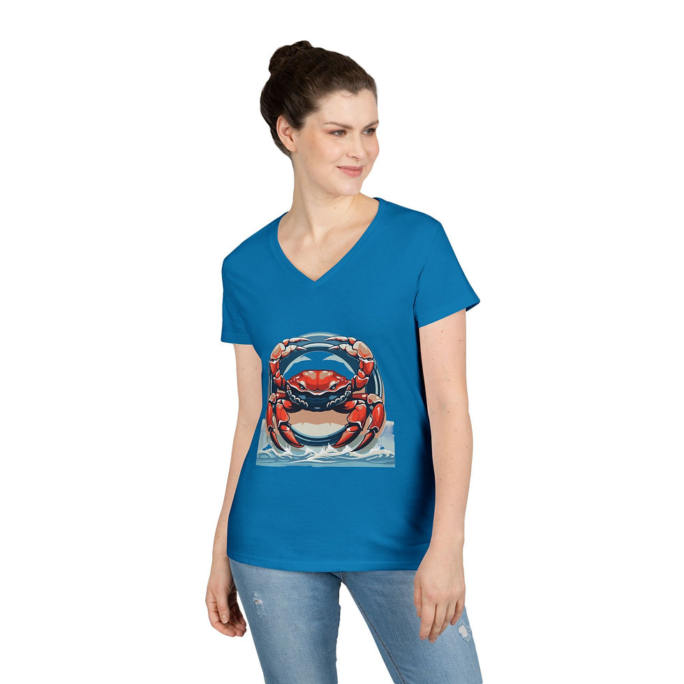 Thumbnail: Crab Colorful Ladies' V-Neck T-Shirt