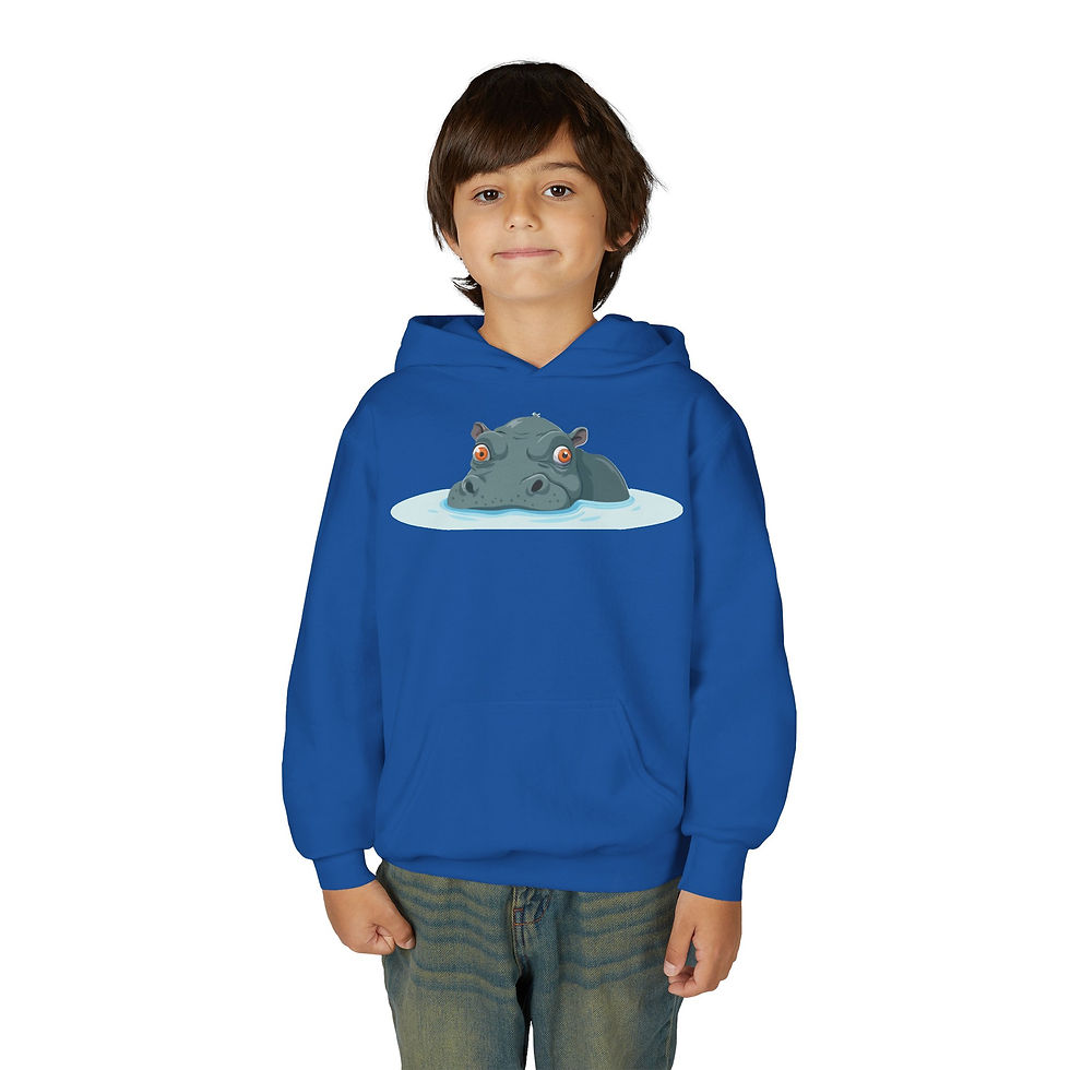 Thumbnail: Hippo Colorful Youth Heavy Blend Hooded Sweatshirt
