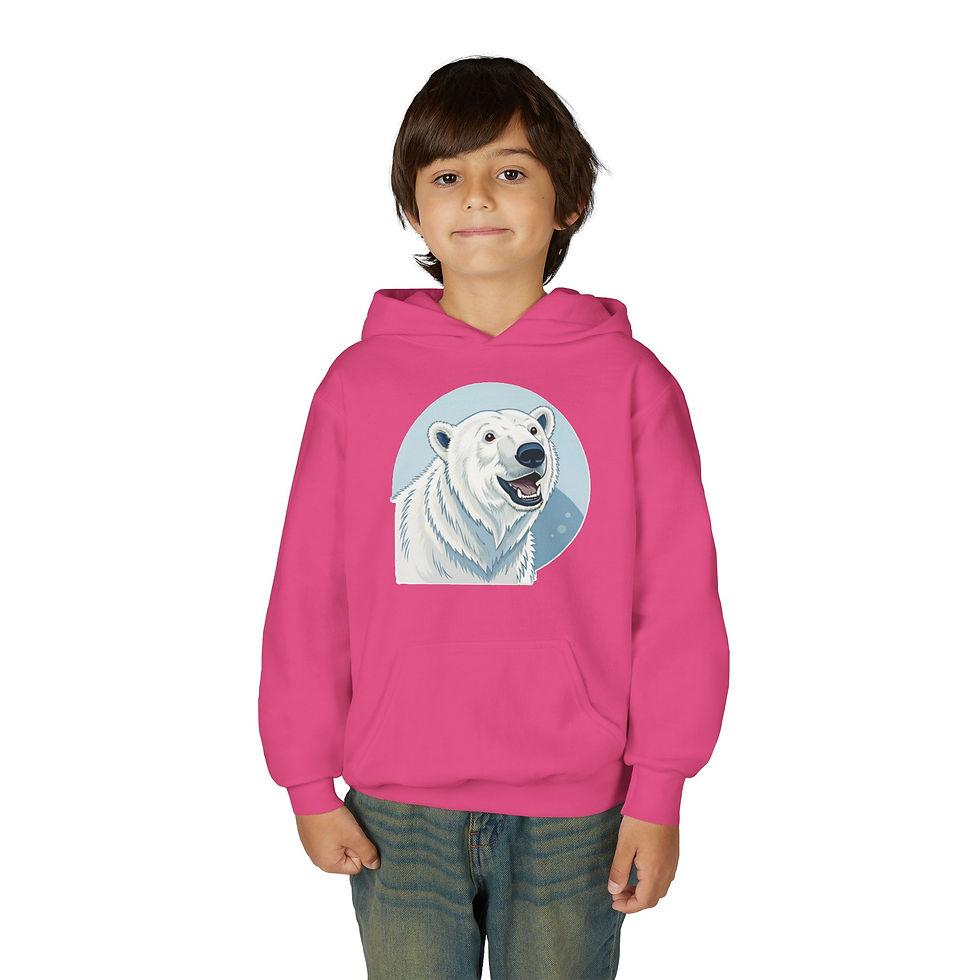Thumbnail: Polar Bear Colorful Youth Heavy Blend Hooded Sweatshirt