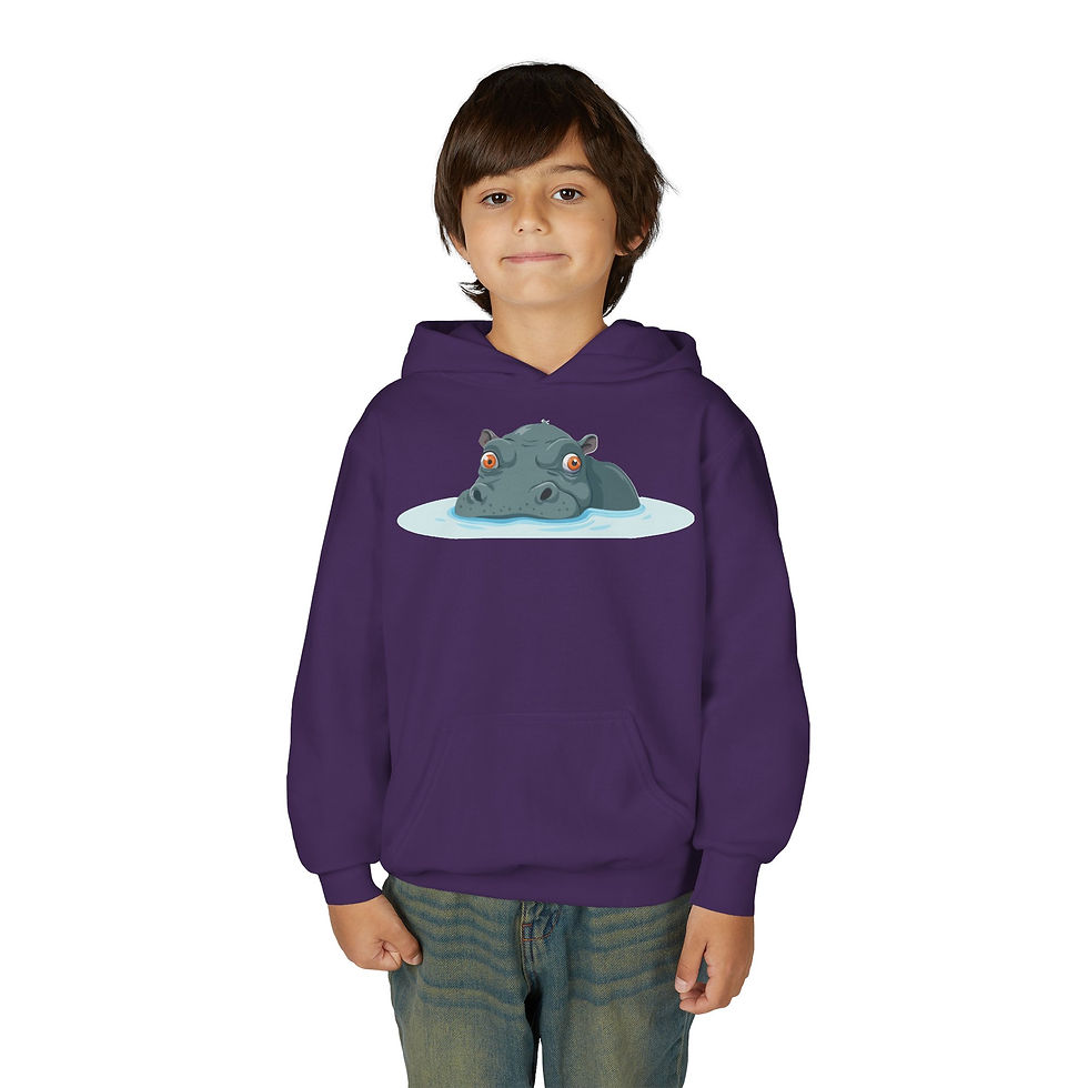 Thumbnail: Hippo Colorful Youth Heavy Blend Hooded Sweatshirt