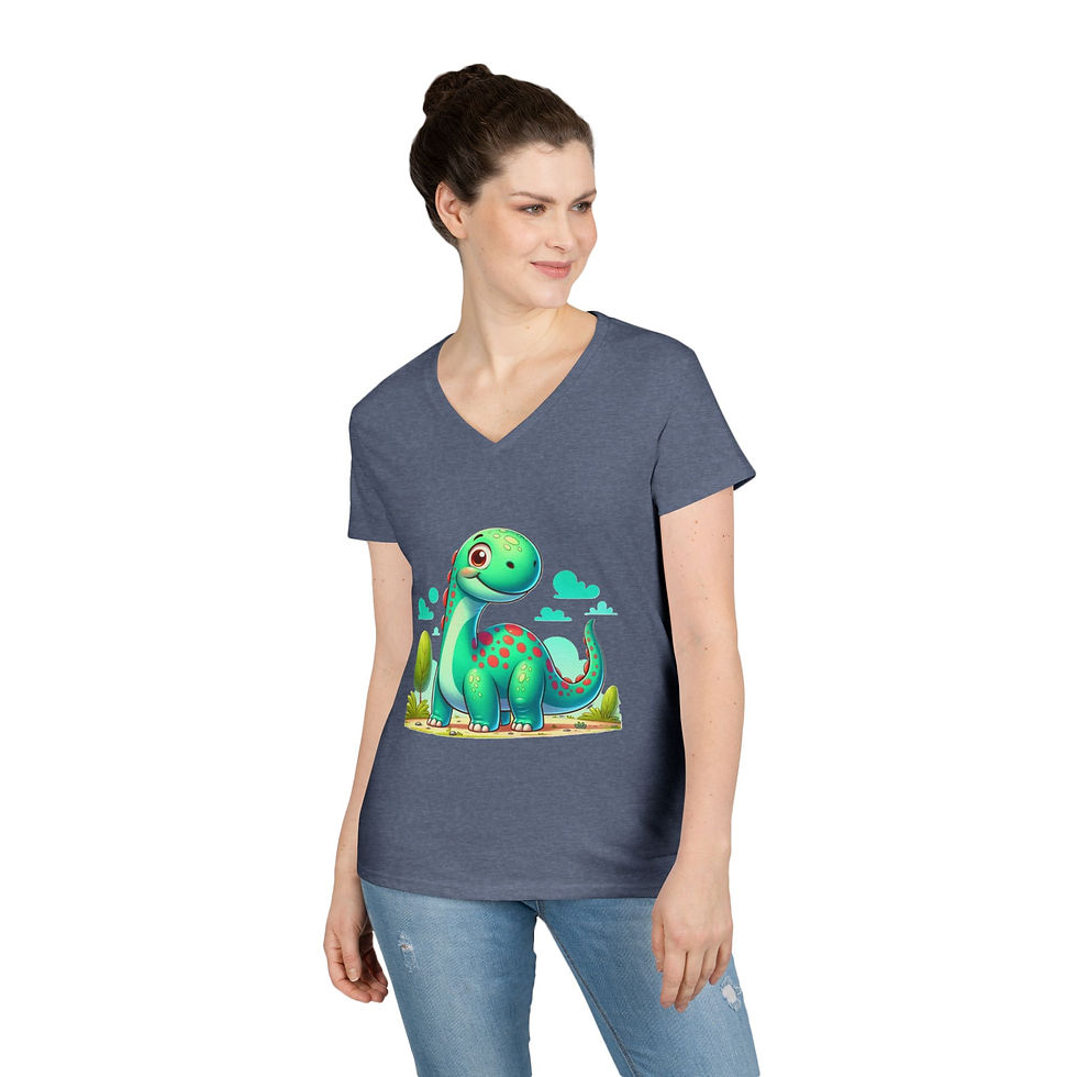 Thumbnail: Brontosaurus Ladies' V-Neck T-Shirt