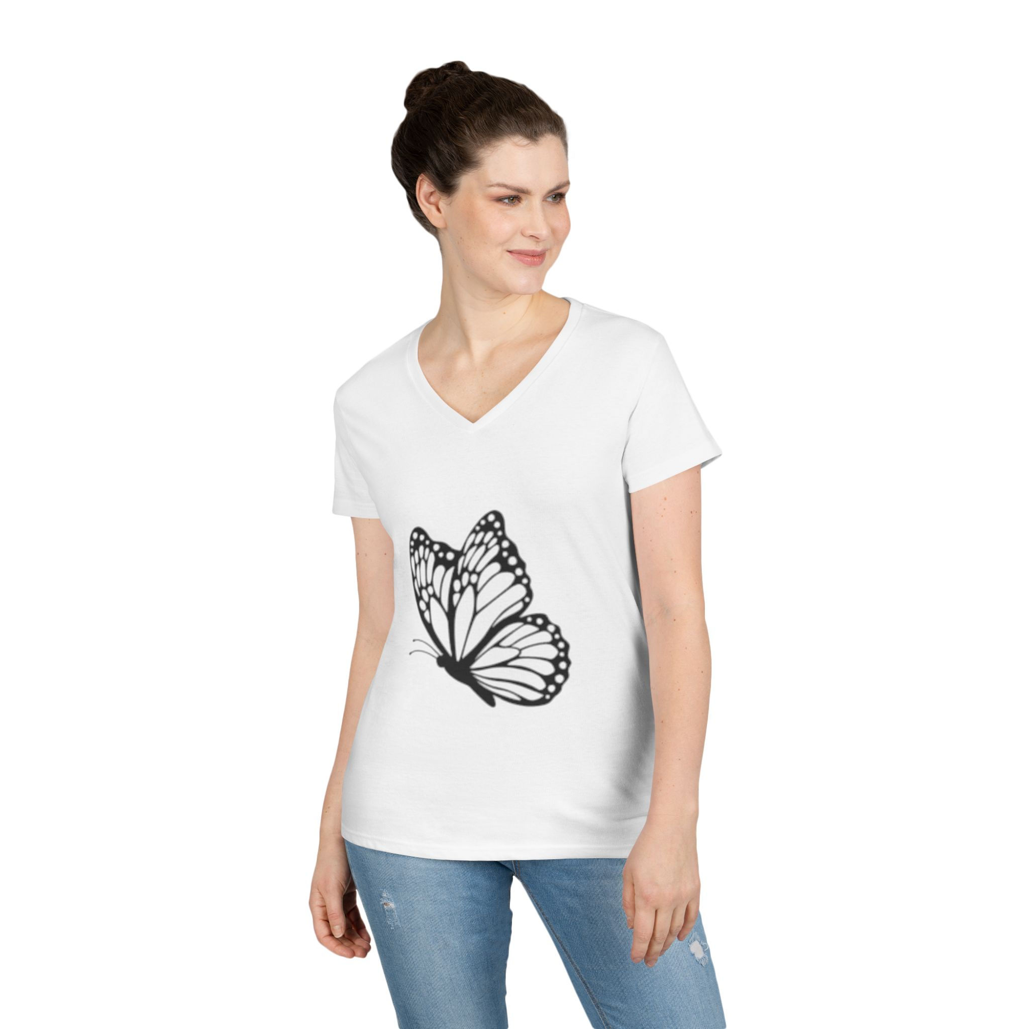 Butterfly Ladies' V-Neck T-Shirt
