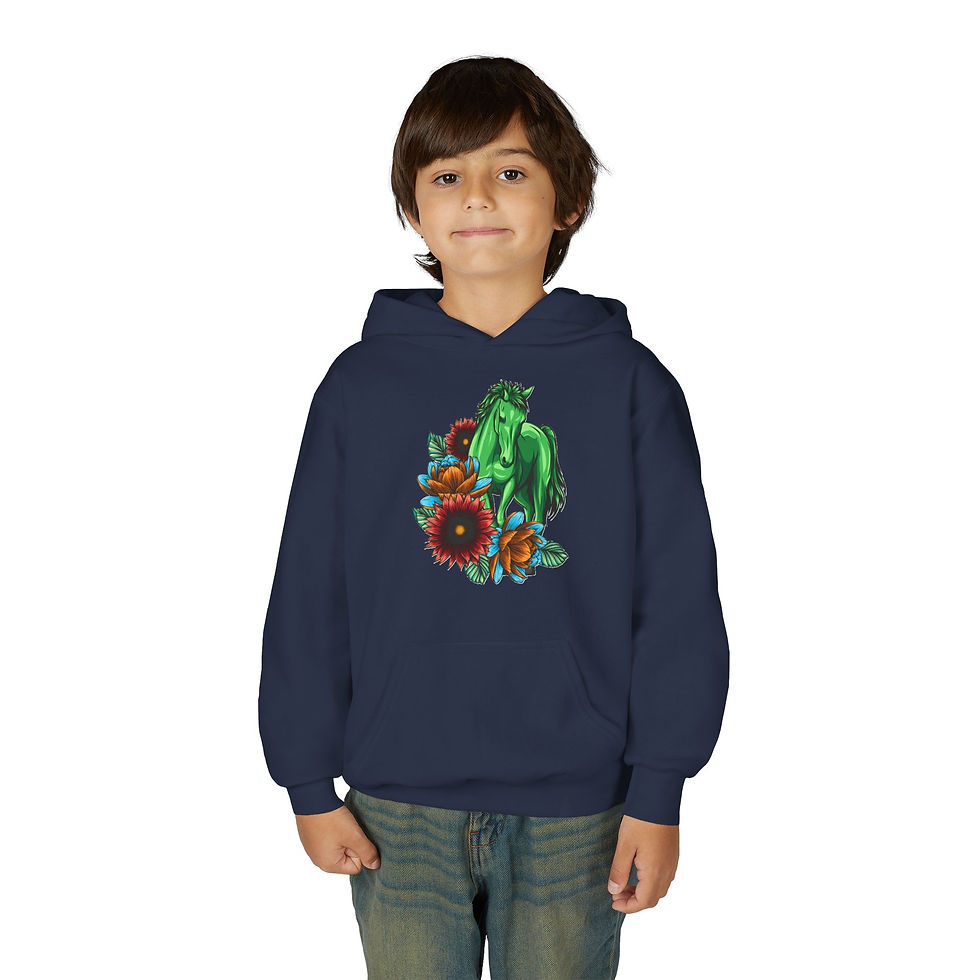 Thumbnail: Horse Colorful Youth Heavy Blend Hooded Sweatshirt