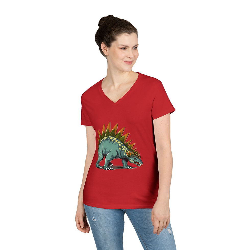 Thumbnail: Stegosaurus Ladies' V-Neck T-Shirt