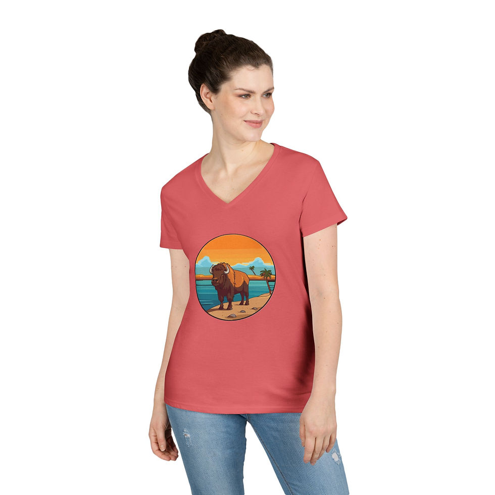 Thumbnail: Bison Colorful Ladies' V-Neck T-Shirt