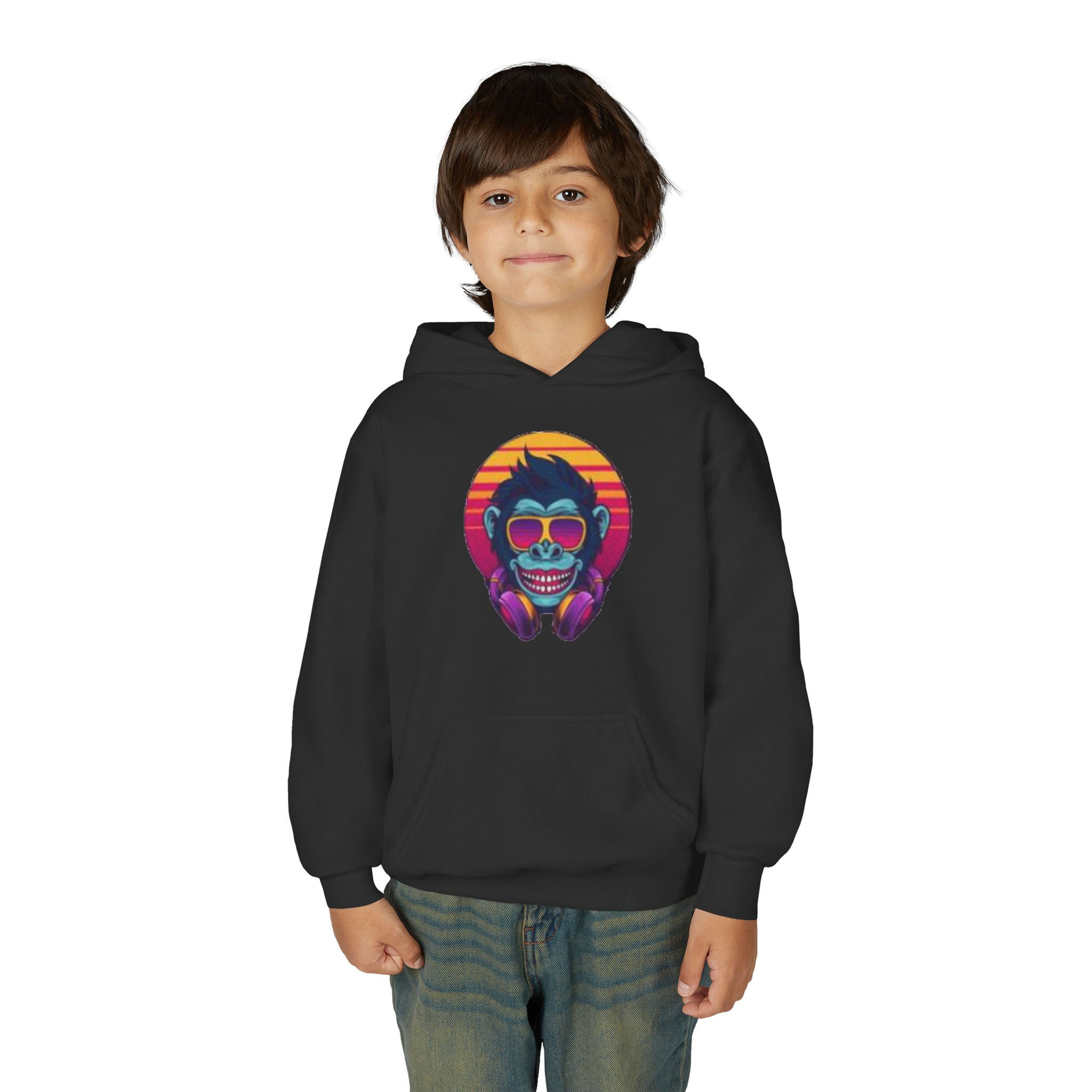 Chimpanzee Colorful Youth Heavy Blend Hooded Sweatshirt