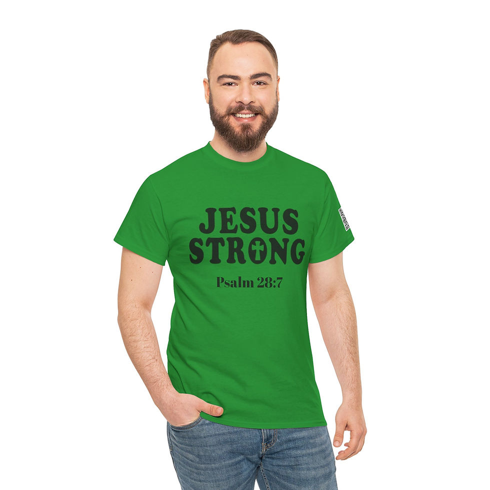 Thumbnail: Psalm 28:7 Jesus Strong Unisex Heavy Cotton Tee