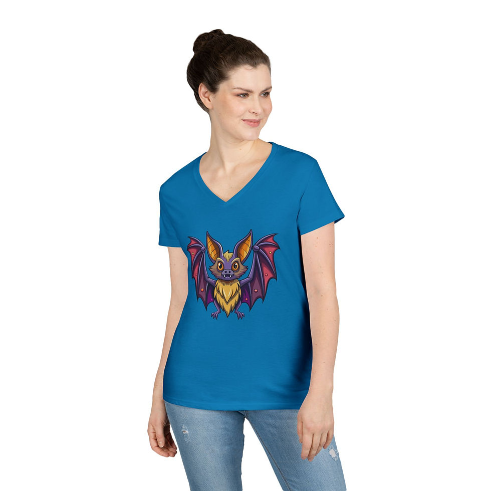 Thumbnail: Bat Colorful Ladies' V-Neck T-Shirt