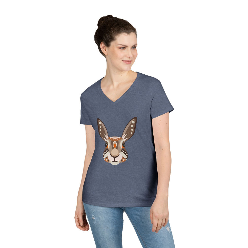 Thumbnail: Rabbit Colorful Ladies' V-Neck T-Shirt