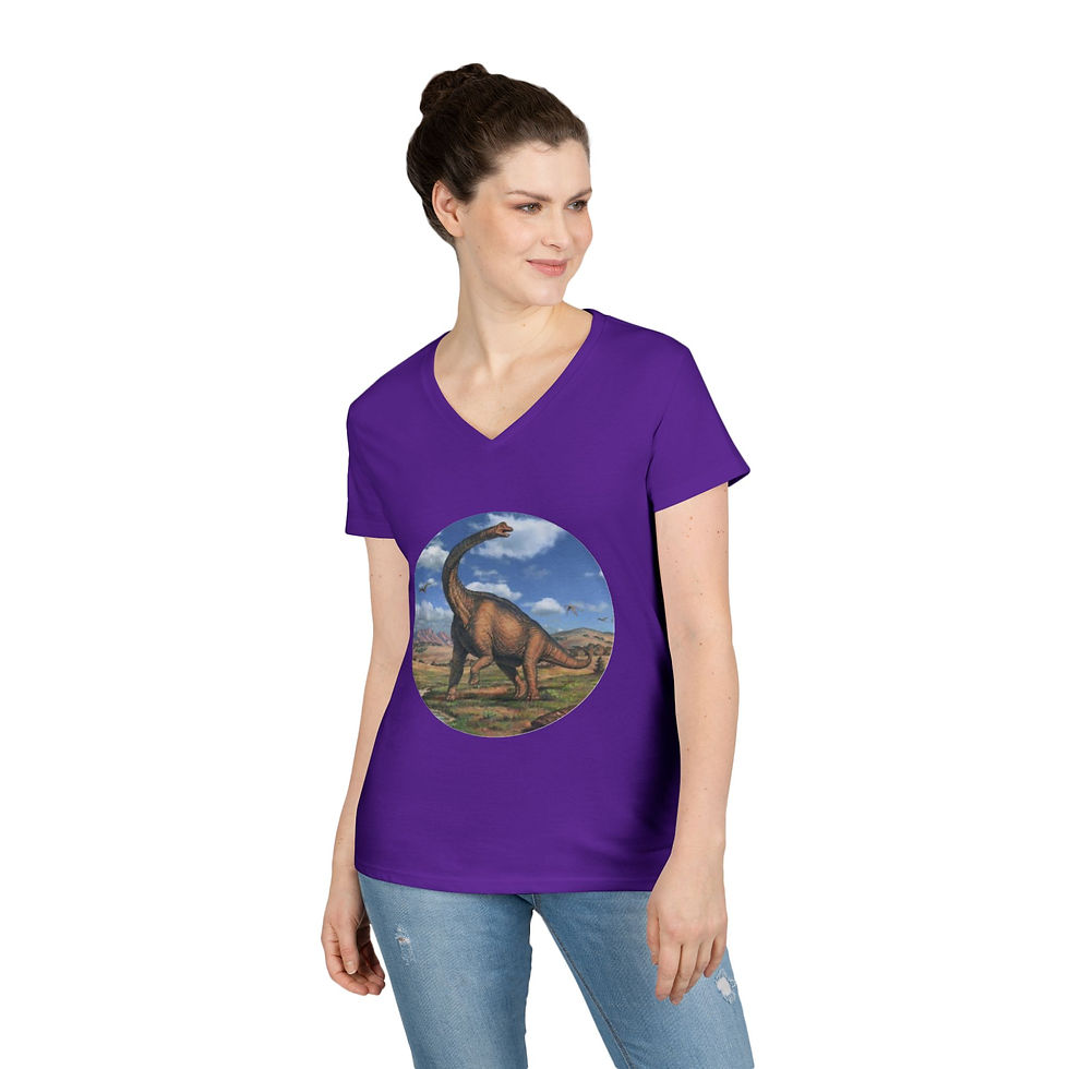 Thumbnail: Brachiosaurus Colorful Ladies' V-Neck T-Shirt