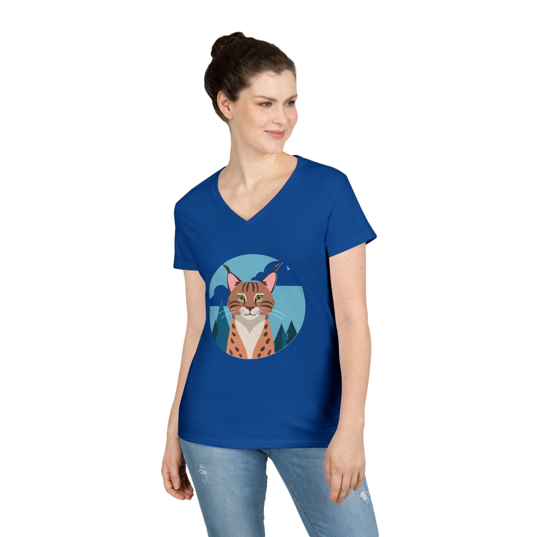 Bobcat Colorful Ladies' V-Neck T-Shirt