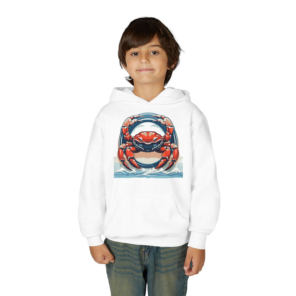 Thumbnail: Crab Colorful Youth Heavy Blend Hooded Sweatshirt