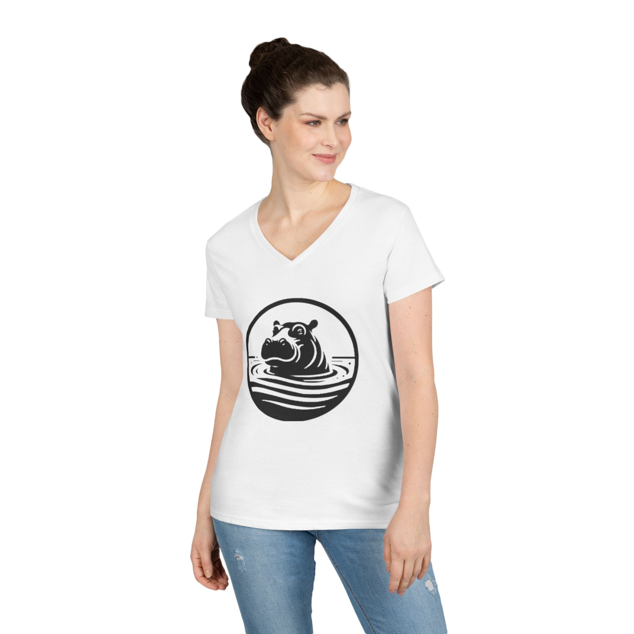 Hippo Ladies' V-Neck T-Shirt