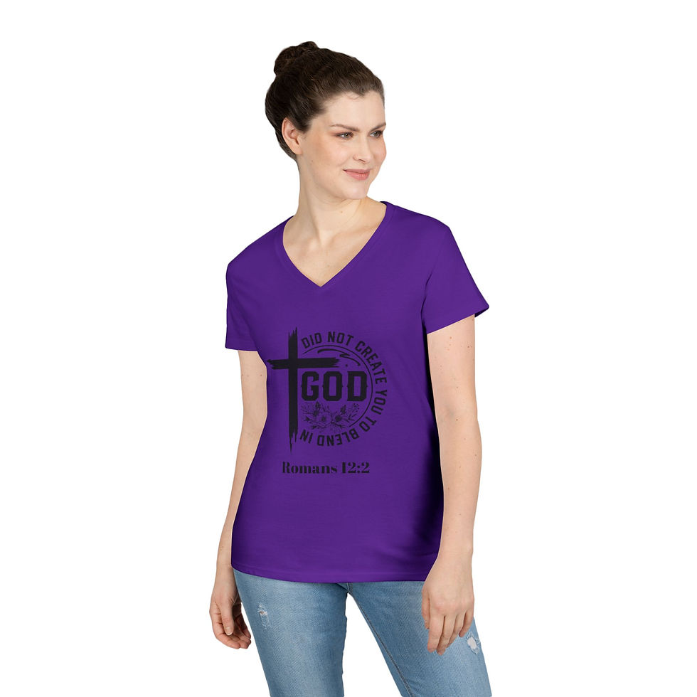 Thumbnail: Romans 12:2 Never Blend In Ladies' V-Neck T-Shirt